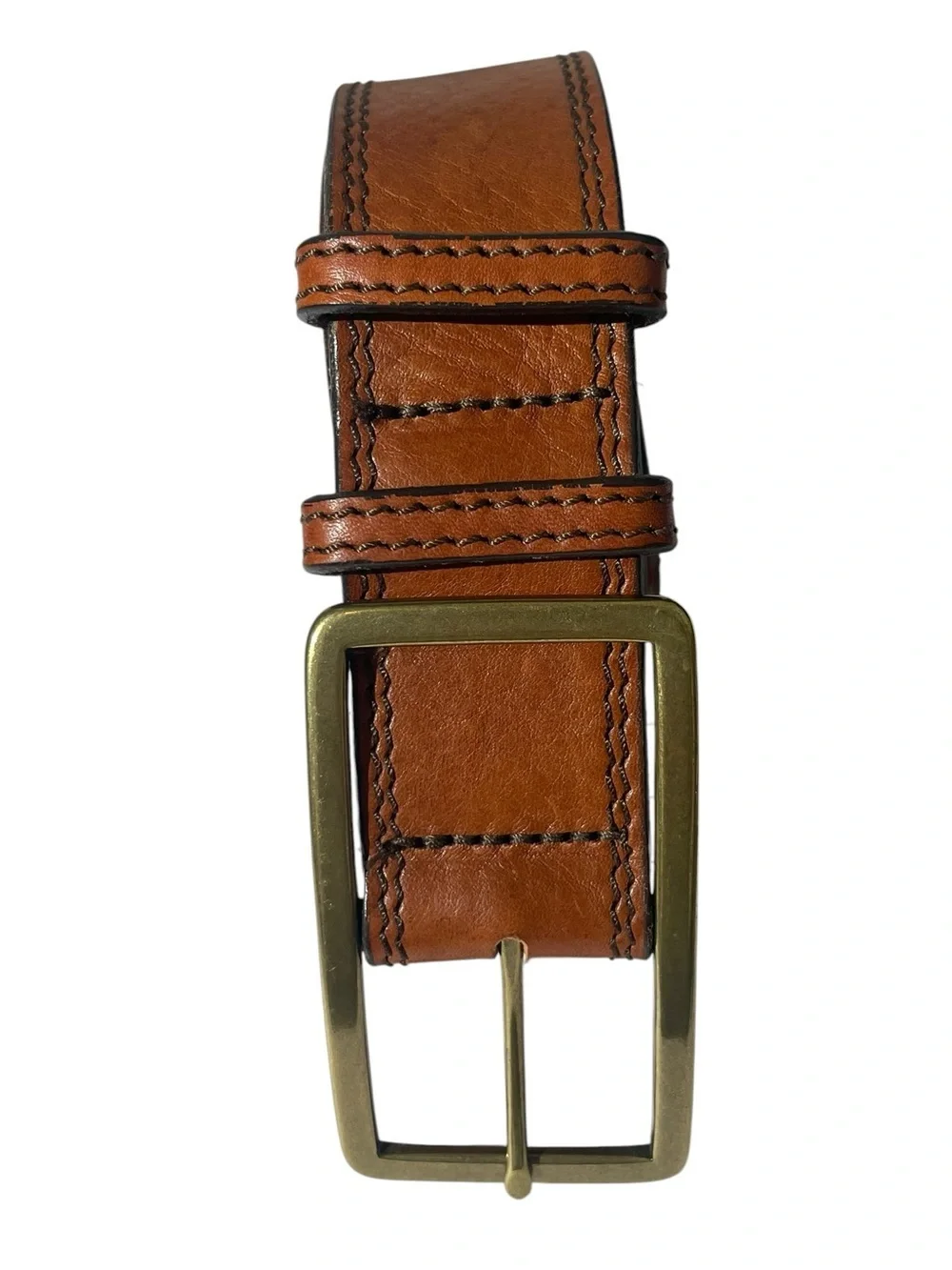 Banana Republic Burnished Italian  Leather Men's Belt Made in USA Sz 32 S Brass